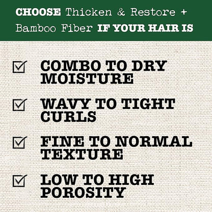 Maui Moisture Thicken & Restore + Bamboo Fibers Strengthening Shampoo to Soften Transitioning or Natural Hair & Renew Brittle Hair, Vegan, Silicone & Paraben-Free, 13 fl oz (Pack of 2)