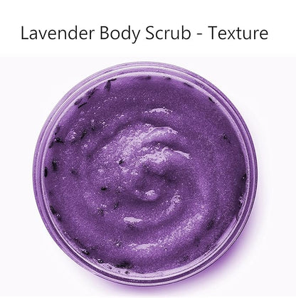 Lavender Body & Foot Scrub 10 oz - A blend of lavender essence, shea butter, and coconut oil for a fragrant journey to a serene countryside - The best stocking stuffer.