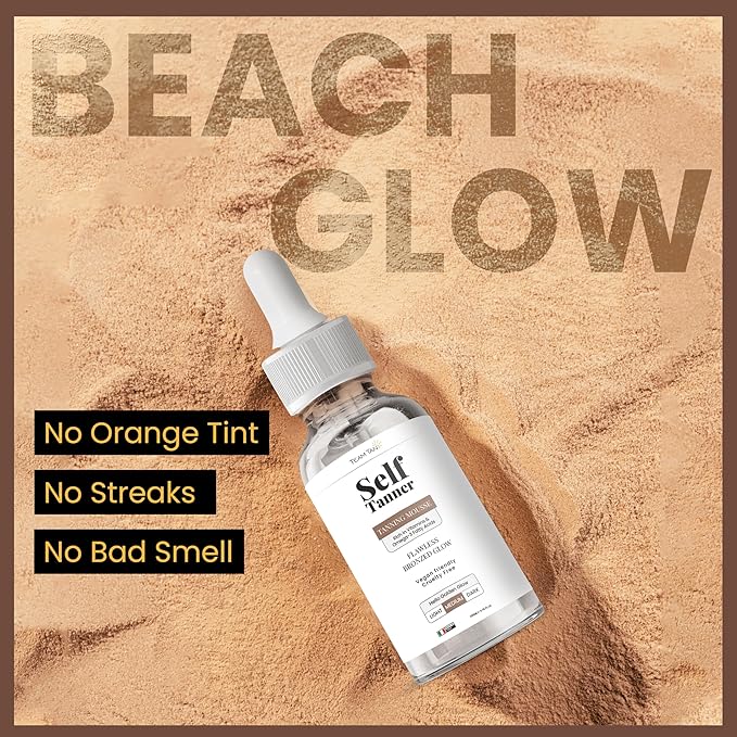 Team Tan Self Tanning Drops - Fully Customizable Body and Face Tanning Drops, Active Skincare Ingredients Enriched Self Tanner Kit for Fake Tan, No Streaks or Nasty Smell (Medium)