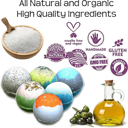 Organic Bath Bombs Gift Set for Men - Vegan Natural Ingredients - Absolutely Safe for Men - Relaxing Epsom, Himalayan, Dead Sea Salts & Essential Oils - Made in The USA