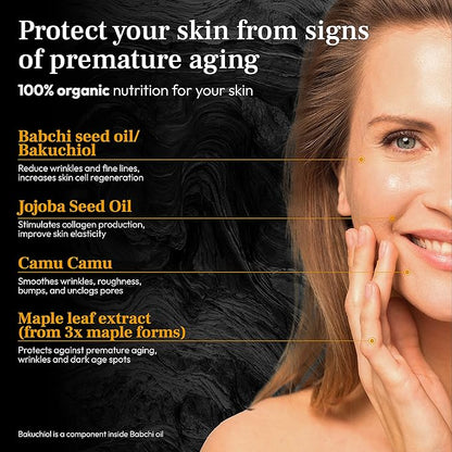 PUREANCE Organic Retinol Bakuchiol Serum for Face with Jojoba Oil, Sea Buckthorn, Bakuchiol oil I Anti Aging Collagen Booster Serum, Reduces Fine Lines & Wrinkles I 1 Fl Oz