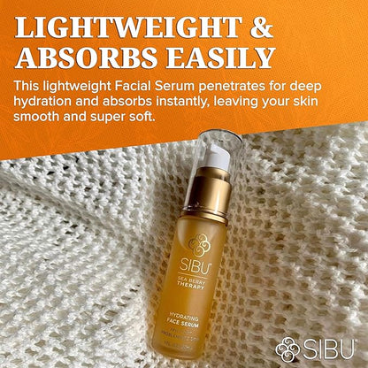 Sibu Hydrating Facial Serum, Made From Premium Sea Buckthorn Oil & Hyaluronic Acid (1oz) – Hydrates Dry Skin, Brightens Complexion & Reduces Blemishes