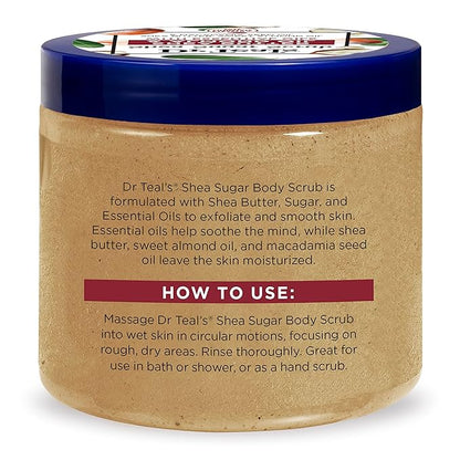 Dr Teal's Shea Sugar Scrub Trial Pack, Rose, Shea Butter, Citrus 19 oz (Pack of 3)