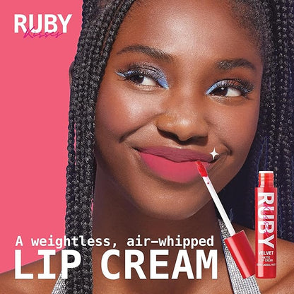 Ruby Kisses Velvet Lip Cream, Matte Finish Lipstick, Rich Color, Long Lasting Lip Stain, Lightweight, Nourishing, Hydration, High Pigment Lip Tint (CREAM BLUSH)